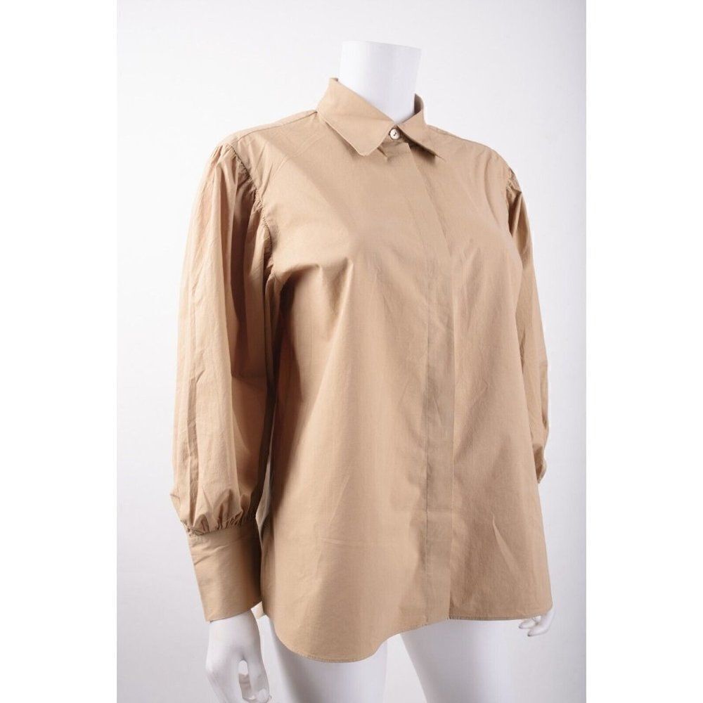 Massimo Dutti Womens Oversized Blouse Shirt Poplin US 4 EU 36 Tan 5100/556 NWT - Picture 2 of 6
